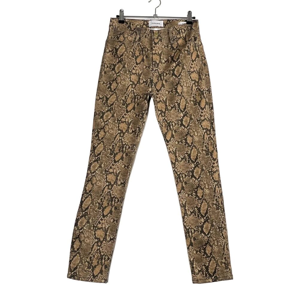 Frame Denim Tan Snake Print Cropped Pants